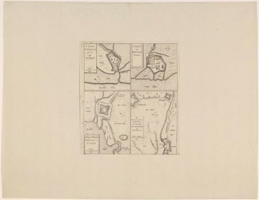 Fortress plans of Fort Saint-Ambrosius, Fort Saint-Martin, the Kruisdijk Schans, Fort Saint-Jacob, Fort Stabroek, Fort van Pekgat