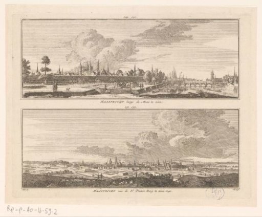 Two views of Maastricht, from the Meuse and from the Sint-Pietersberg