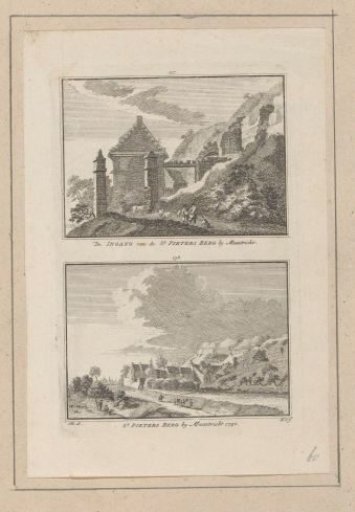 View of the entrance to the Sint-Pietersberg and view of the Sint-Pietersberg, near Maastricht