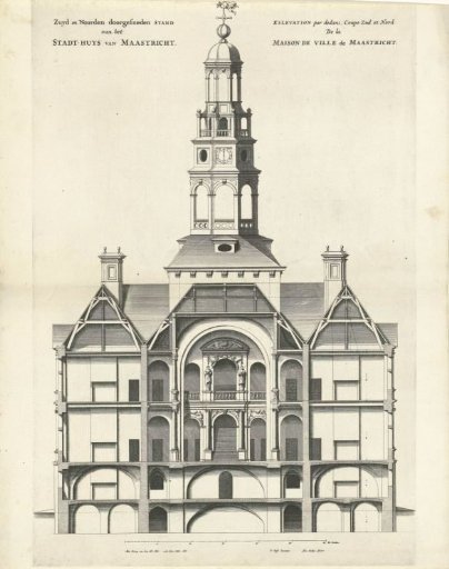 South-north section of the Town Hall of Maastricht