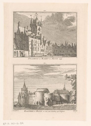 View of the Town Hall and the Castle of Sluis