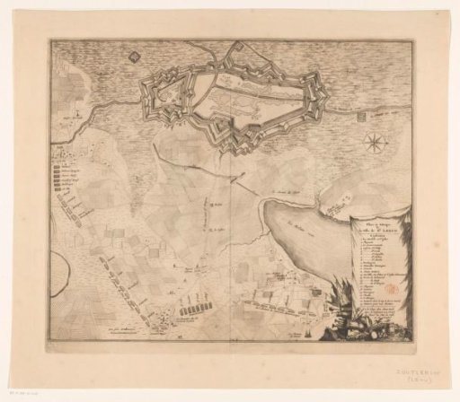 Map of the reconquest of Zoutleeuw by the Allies, 1705