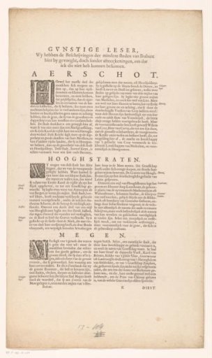 Description of Aarschot, Hoogstraten, and Megen