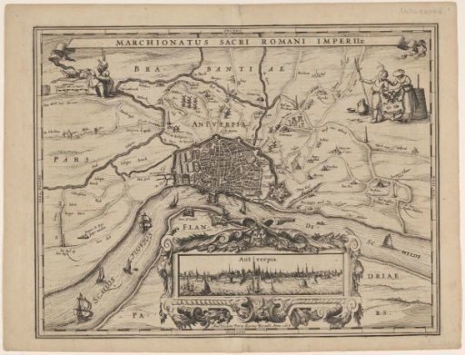 Map of Antwerp with a city view