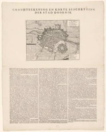 Map of Tournai with description of the city