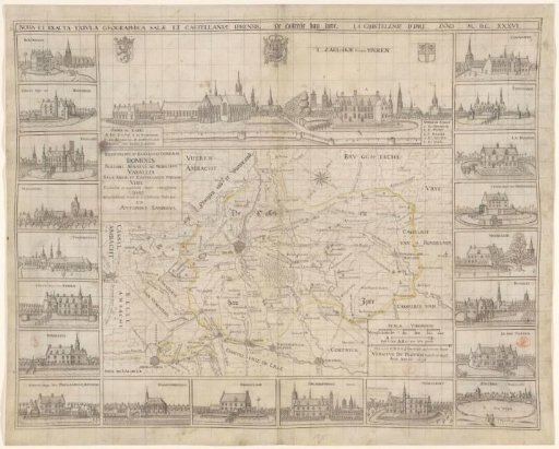 Map of the Bailiwick of Ypres and a view of Ypres