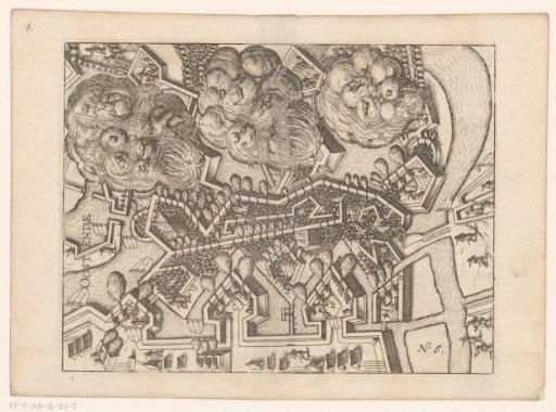 Siege of Ostend: fighting and explosions under the bastions, 1604