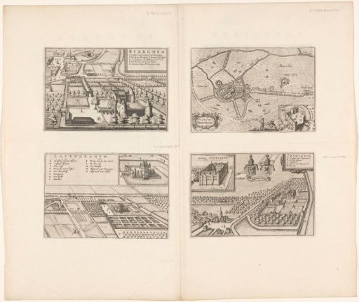 View of the castles of Evergem, Vinderhoute, Lovendegem, and Zwijnaarde