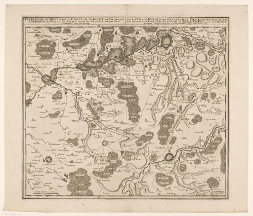Map of the region in Hainaut between Mons (Bergen), Condé and Maubeuge, where the Battle of Malplaquet took place in 1709