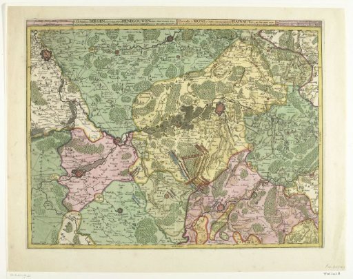 Map of Hengouwen with Bergen and surrounding cities, 1709