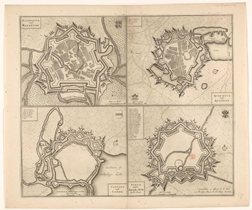 Fortress plan of Maubeuge, Le Quesnoy, Aat and Condé-sur-l'Escaut
