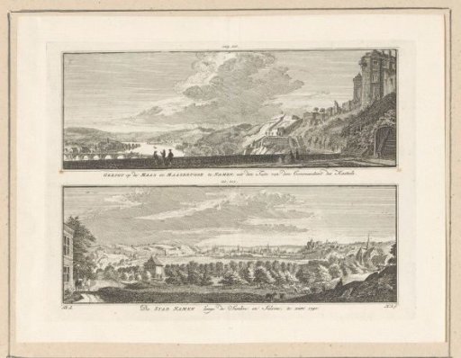 View of the Meuse and the bridge over the Meuse at Namur, and view of the city of Namur, 1740