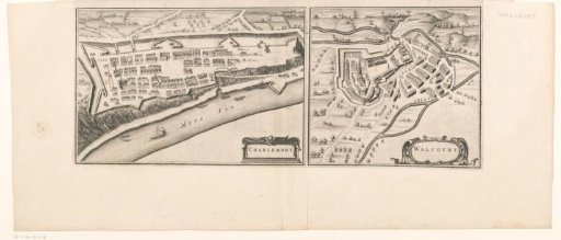 View of Dinant and map of Walcourt and the Fort Charlemont