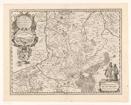 Map of the Duchy of Limburg with a view of the city of Limburg