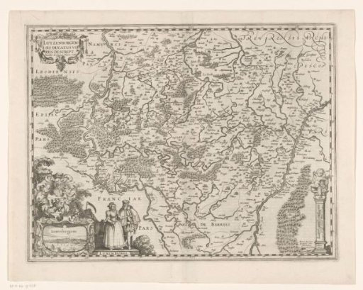 Map of the Duchy of Luxembourg with a view of the city of Luxembourg