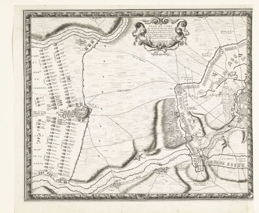 Map with the French army camps during the relief of Arras (left plate), 1654