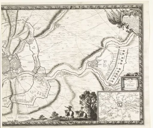 Map with the French army camps during the relief of Arras (right plate), 1654