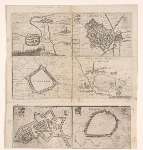 Plan of Nieuwstadt, Geldern, Straelen, Wachtendonk and Erkelenz and a view of Montfort