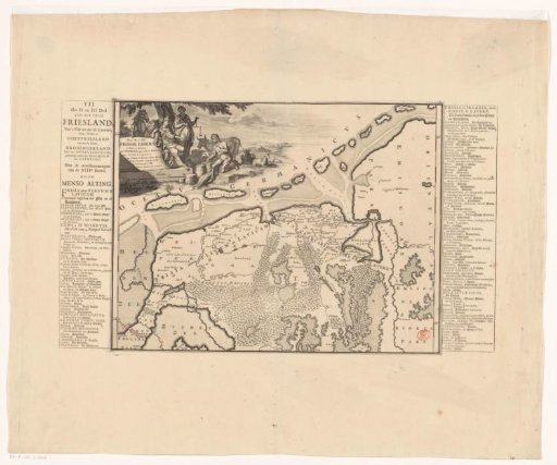 Historical map of the Netherlands with the territories of the Batavians and Frisians