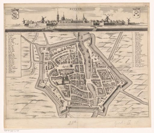 Map of Dokkum with a city view
