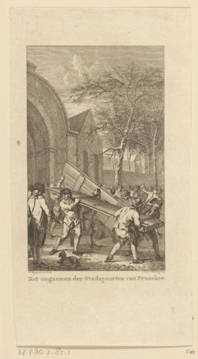 Removal of the doors of the city gate in Franeker, 1788