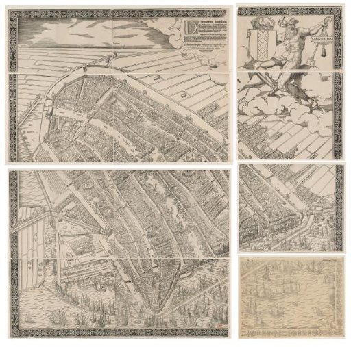 Plan of Amsterdam, 1544, consisting of eleven parts (twelfth part missing)
