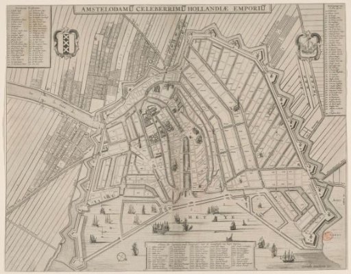 Map of Amsterdam with Division into Civil Districts
