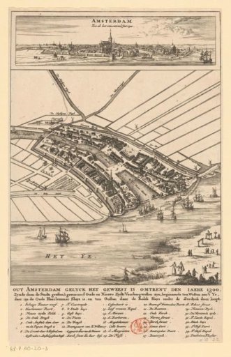Plan of Amsterdam with city view, 1300