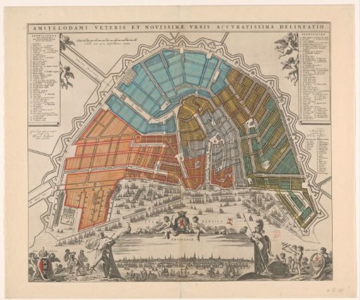 Map of Amsterdam with Division into Civil Districts