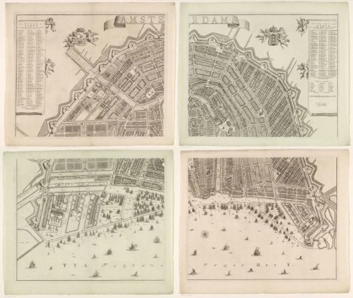 Map of Amsterdam, consisting of four parts