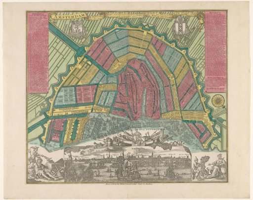 Map of Amsterdam with city view