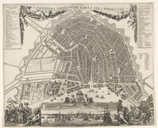 Plan of Amsterdam with a city view