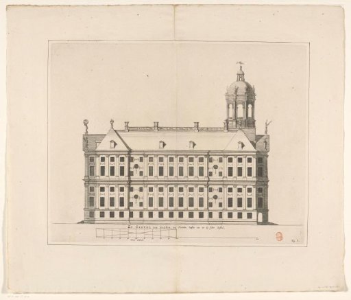 Side elevation (south side) of the Town Hall on the Dam