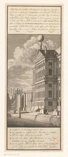 Demonstration of the fire hoses on the water of the Nieuwezijds Voorburgwal behind the Town Hall, 1672-1673