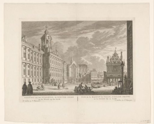 View of the Town Hall, the New Church and the Weigh House on the Dam in Amsterdam