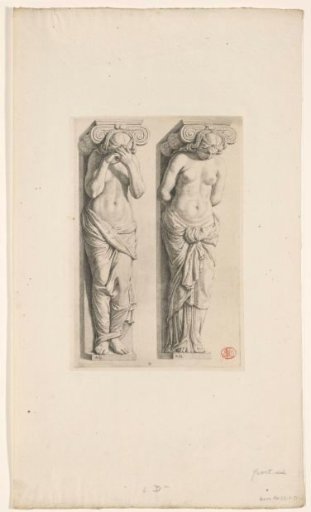 The two left caryatids from the tribune of the Town Hall on the Dam
