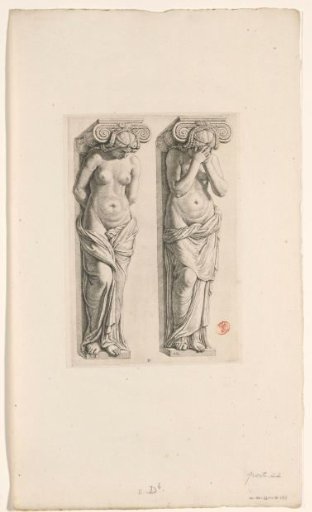 The two right caryatids from the tribune of the Town Hall on the Dam