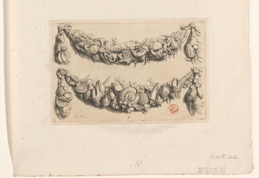 Two festoons with shellfish and shells in the eastern gallery of the Town Hall on the Dam