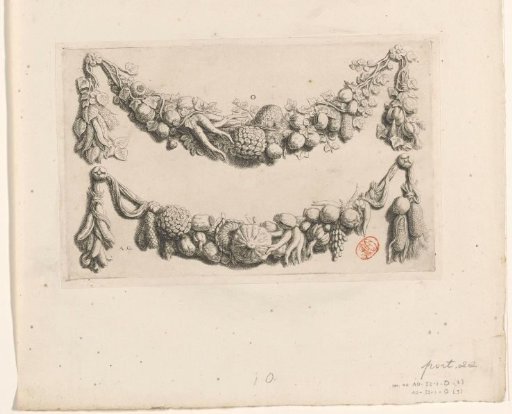 Two festoons with cones and leaves in the northern gallery of the Town Hall on the Dam