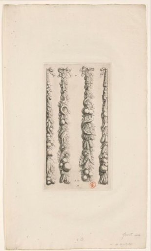 Four pilaster festoons with vegetables, fruit, leaves and snakes in the northern gallery of the Town Hall on the Dam