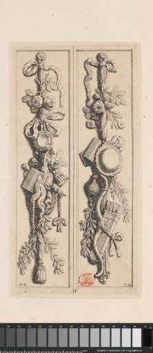 Two pilaster festoons with toilet articles, pearl strings, and flowers in the northern gallery of the Town Hall on the Dam