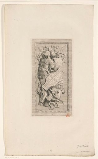 Relief with armor for pedestal in the western gallery of the Town Hall on the Dam