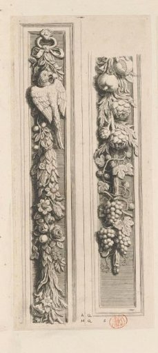 Pilaster festoon with parrot, fruit, flowers, and leaves between gallery and Burger Hall in the Town Hall on the Dam