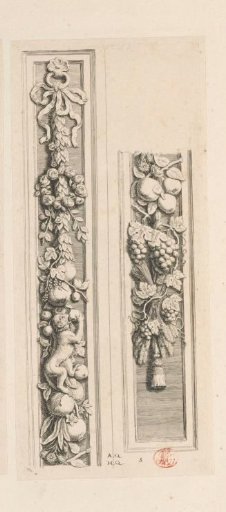 Pilaster festoon with monkey, fruit, flowers, and leaves between gallery and Burger Hall in the Town Hall on the Dam