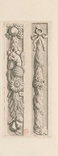 Pilaster festoon with squirrel, fruit, flowers, leaves, and maize between gallery and Burger Hall in the Town Hall on the Dam