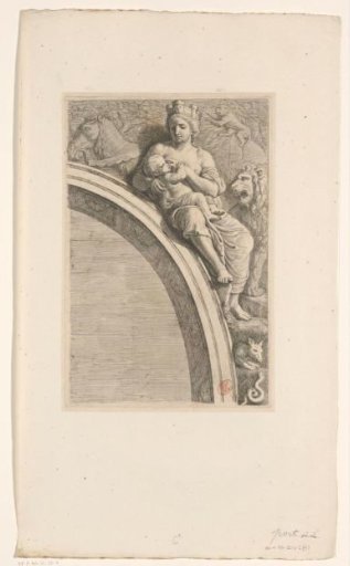 Relief with Cybele as personification of the element Earth above the arch on the east side of the Civic Hall in the Town Hall on the Dam