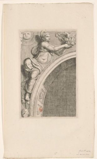 Relief with personification of the element Fire above the arch on the west side of the Civic Hall in the Town Hall on the Dam