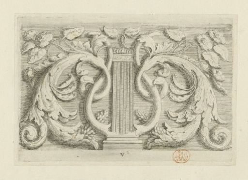 Ornament with lyre and leaf tendrils for the vault in the Town Hall on the Dam