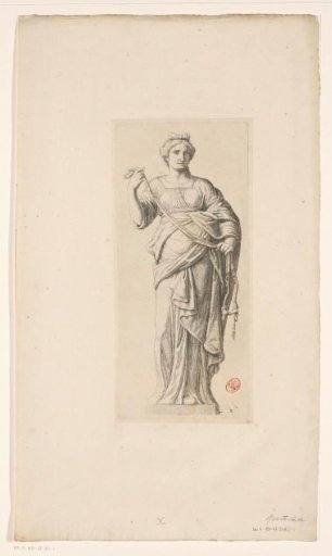 Statue of Temperantia (Temperance) on the rear facade of the Town Hall on the Dam