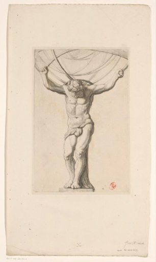 Statue of Atlas on the rear facade of the Town Hall on the Dam